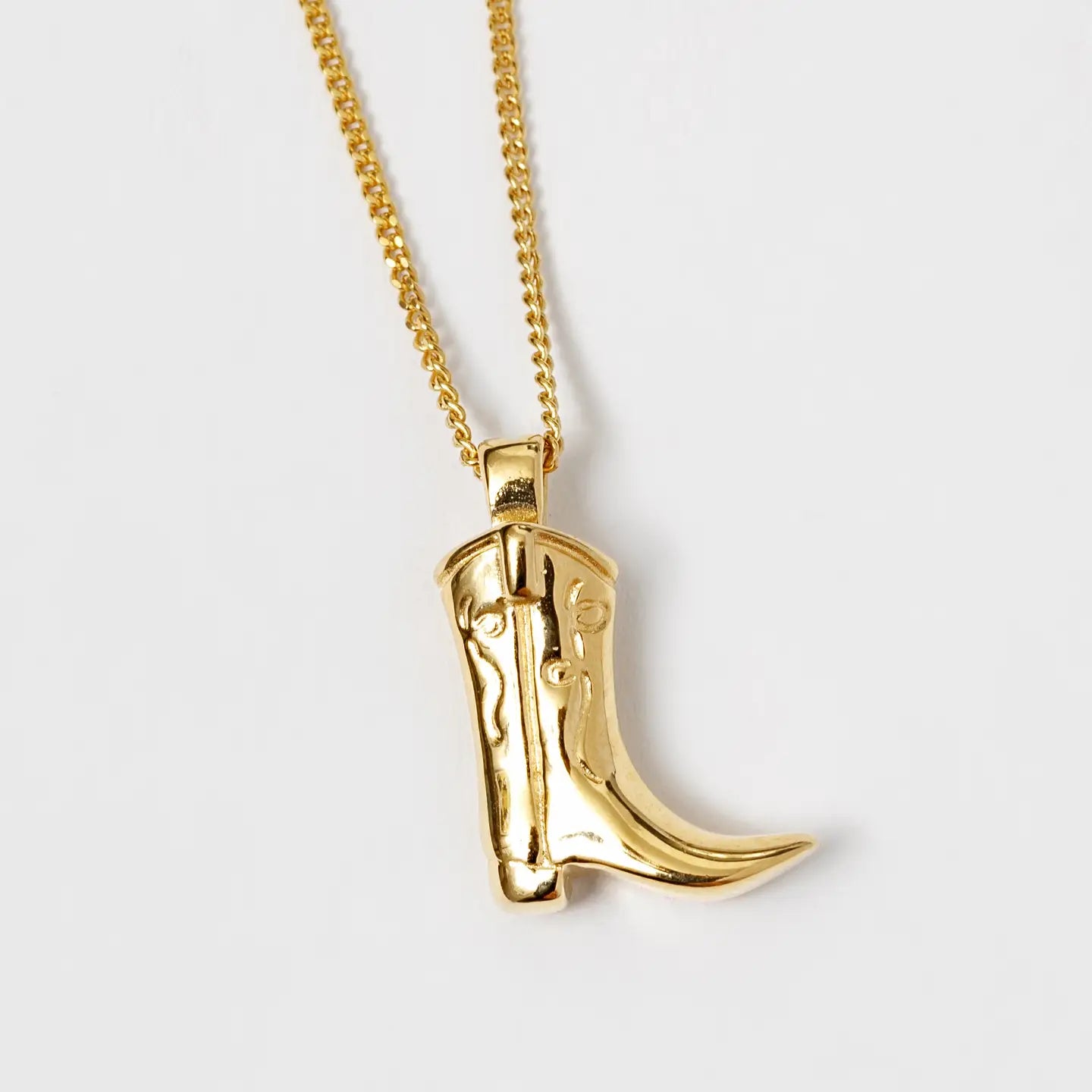 Cowboy Boot Charm Necklace in Gold